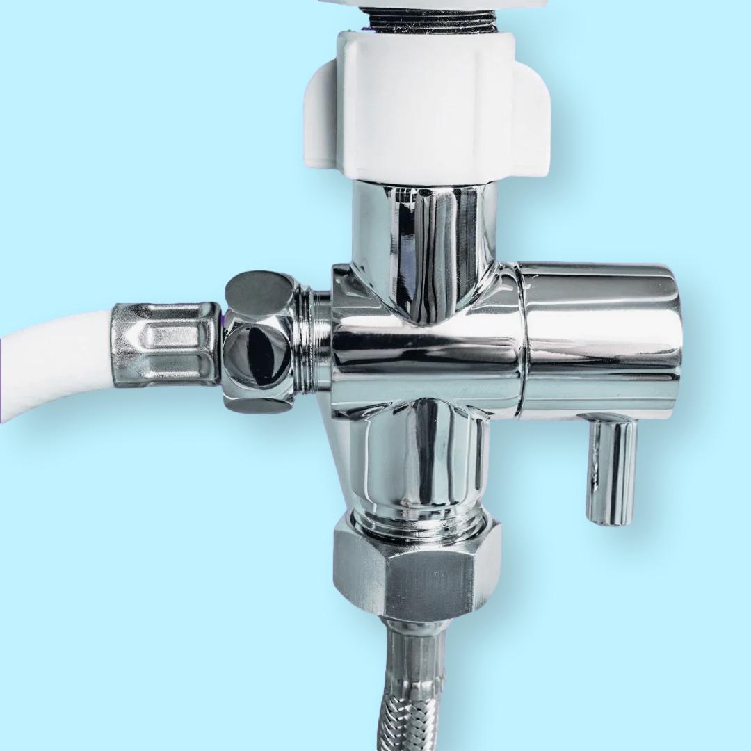 GenieBidet™️ Hybrid LEAK-STOP Chromed Brass 3-Way T Adapter with ON/OFF